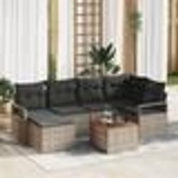 vidaXL Canapés de Jardin Gris 7 pcs Gris Grand Rattan, cadre en bois