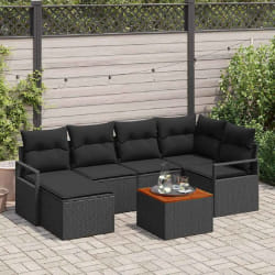 vidaXL Ensemble de canapé de jardin 7 pcs Noir