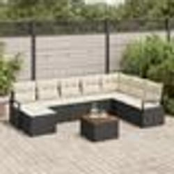 vidaXL Ensemble de canapé de jardin 9 pcs Noir, blanc Grand