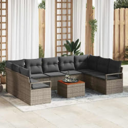 vidaXL Ensemble de canapé de jardin 10 pcs Gris