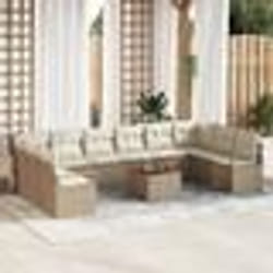 vidaXL Ensemble de Canapé de Jardin 11 pcs Beige, blanc Grand Rotin