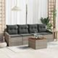 vidaXL Canapés de Jardin 5 pcs Gris 55 x 55 x 37 cm Osier, Bois