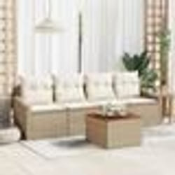 vidaXL Ensemble de Canapés de Jardin 5 pcs Beige, blanc