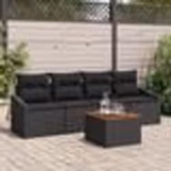 vidaXL Set de Canapé de Jardin 5 pcs Noir 55 x 55 x 37 cm Osier, Bois
