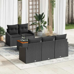 vidaXL Ensemble de canapé de jardin 6 pcs Noir 55 x 55 x 37 cm