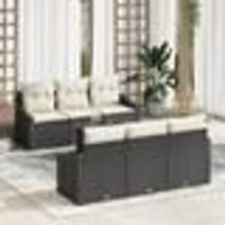 vidaXL Ensemble de Canapés de Jardin 7 pcs Noir, blanc 55 x 55 x 37 cm