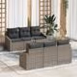 vidaXL Ensemble de canapé de jardin 7 pcs Gris 55 x 55 x 37 cm Rotin