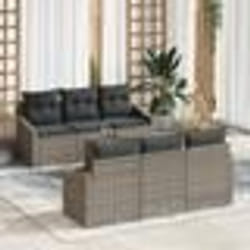 vidaXL Ensemble de canapé de jardin 7 pcs Gris 55 x 55 x 37 cm Rotin
