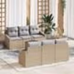 vidaXL Ensemble de canapé de jardin 7 pcs Beige, gris clair