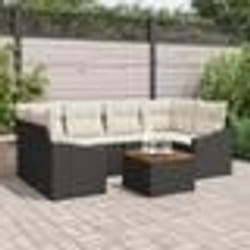 vidaXL Ensemble de canapé de jardin 7 pcs Noir, blanc 55 x 55 x 37 cm