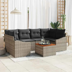 vidaXL Ensemble de canapé de jardin 7 pcs Gris 55 x 55 x 37 cm