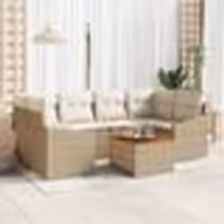 vidaXL Ensemble Canapé Jardin 7 pcs Beige, blanc 55 x 55 x 37 cm
