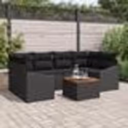 vidaXL Ensemble de canapé de jardin 7 pcs Noir 55 x 55 x 37 cm