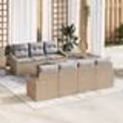 vidaXL Ensemble de 8 Pièces de Canapé de Jardin avec Coussins Beige Poly Rattan Acacia