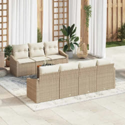 vidaXL Ensemble de canapés de jardin 8 pièces avec coussins beige en polyrotin