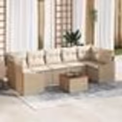 vidaXL Ensemble de canapé de jardin 8 pcs Beige, blanc 55 x 55 x 37 cm