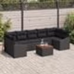 vidaXL Ensemble de Canapés de Jardin 8 pcs Noir 55 x 55 x 37 cm