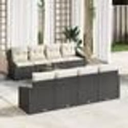 vidaXL Ensemble de Canapés de Jardin 7 pcs Noir, blanc 55 x 55 x 37 cm