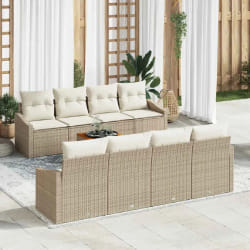 vidaXL Ensemble de Canapé de Jardin 7 pcs Beige, blanc 55 x 55 x 37 cm