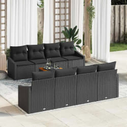vidaXL Ensemble de canapé de jardin 7 pcs Noir 55 x 55 x 37 cm