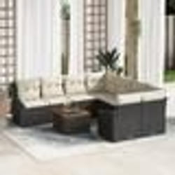 vidaXL Canapé de jardin 9 pcs Noir, blanc 55 x 55 x 37 cm