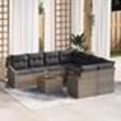 vidaXL Ensemble de canapé de jardin 9 pcs Gris 55 x 55 x 37 cm Rotin