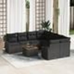 vidaXL Ensemble de Canapés de Jardin 9 pcs Noir 55 x 55 x 37 cm
