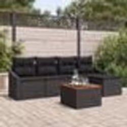 vidaXL Ensemble de canapés de jardin 6 pcs Noir 55 x 55 x 37 cm