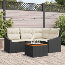 vidaXL Ensemble de canapés de jardin 5 pcs Noir, blanc 55 x 55 x 37 cm