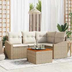 vidaXL Ensemble de Canapé de Jardin 5 pcs Beige, blanc 55 x 55 x 37 cm