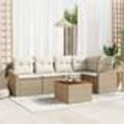 vidaXL Ensemble de Canapés de Jardin 6 pcs Beige, blanc