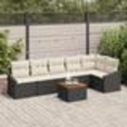 vidaXL Ensemble de Canapés de Jardin 7 pcs Noir, blanc 55 x 55 x 37 cm