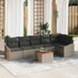 vidaXL Ensemble de canapés de jardin 7 pcs Gris 55 x 55 x 37 cm Rotin
