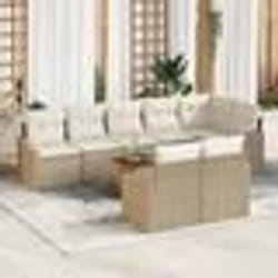 vidaXL Canapés de Jardin 9 pcs Beige, blanc 55 x 55 x 37 cm