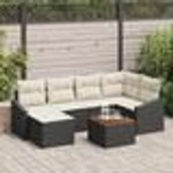 vidaXL Ensemble de canapé de jardin 7 pcs Noir, blanc 55 x 55 x 37 cm