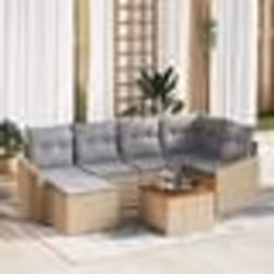 vidaXL Canapé de jardin 7 pcs Beige, gris clair 55 x 55 x 37 cm