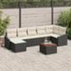 vidaXL Ensemble de Canapé de Jardin 8 pcs Noir, blanc 55 x 55 x 37 cm