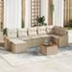 vidaXL Ensemble de canapés de jardin 8 pcs Beige, blanc