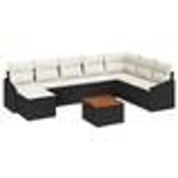 vidaXL Ensemble de canapé de jardin 9 pcs Noir, blanc 55 x 55 x 37 cm