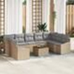 vidaXL Canapés de Jardin 10 pcs Beige, gris clair 55 x 55 x 37 cm