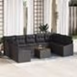 vidaXL Ensemble de canapé de jardin 10 pcs Noir 55 x 55 x 37 cm