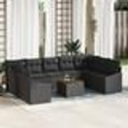 vidaXL Ensemble de canapé de jardin 10 pcs Noir 55 x 55 x 37 cm