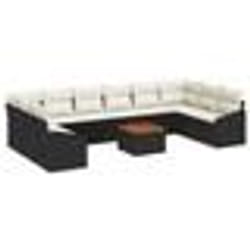 vidaXL Ensemble de canapé de jardin 11 pièces avec coussins noirs en rotin poly