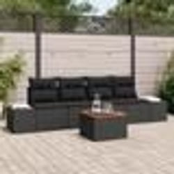 vidaXL Ensemble de canapé de jardin 5 pcs Noir 55 x 55 x 37 cm