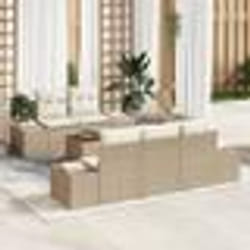 vidaXL Ensemble de canapé de jardin 6 pcs Beige, blanc 55 x 55 x 37 cm