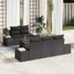 vidaXL Ensemble de canapé de jardin 6 pcs Noir 55 x 55 x 37 cm