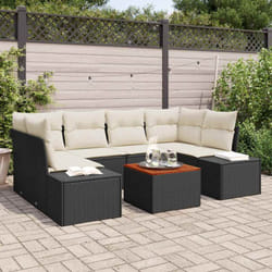 vidaXL Ensemble de Canapés de Jardin 7 pcs Noir, blanc 55 x 55 x 37 cm