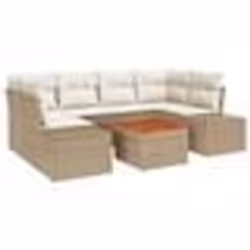 vidaXL Ensemble de canapé de jardin 7 pcs Beige, blanc 55 x 55 x 37 cm