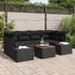 vidaXL Ensemble de Canapé de Jardin 7 pcs Noir 55 x 55 x 37 cm