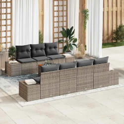 vidaXL Ensemble de canapé de jardin 8 pcs Gris 55 x 55 x 37 cm